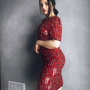 VINTAGE 80s Red Dress